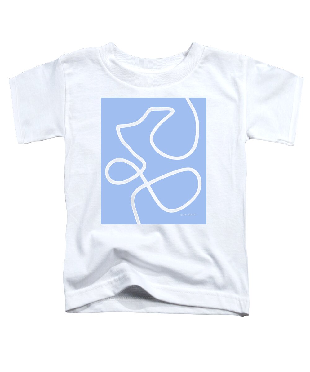 Nikita Coulombe Toddler T-Shirt featuring the painting Untitled X white line on periwinkle background by Nikita Coulombe