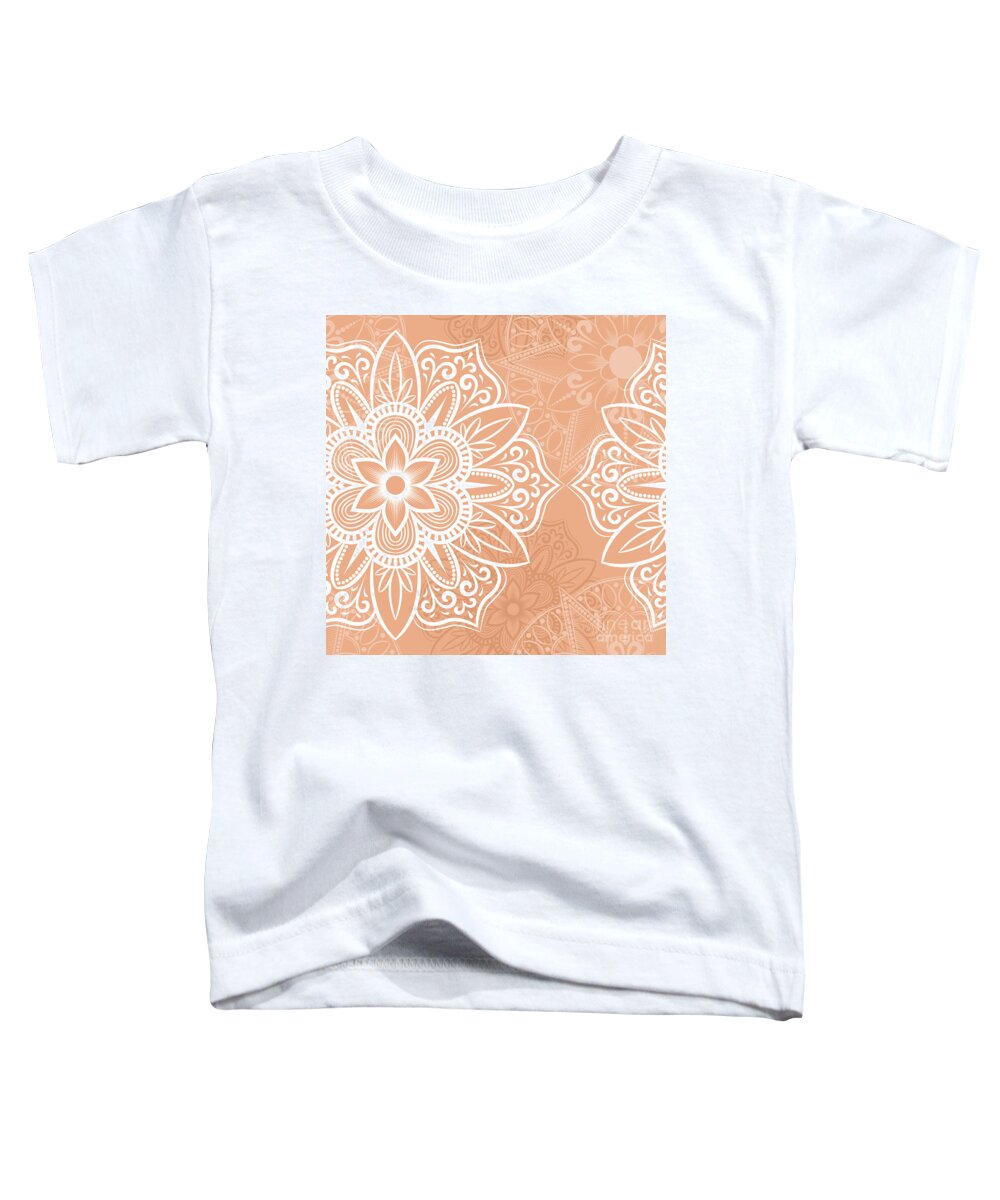 Colorful Toddler T-Shirt featuring the digital art Valaria - Artistic White Mandala Pattern by Sambel Pedes