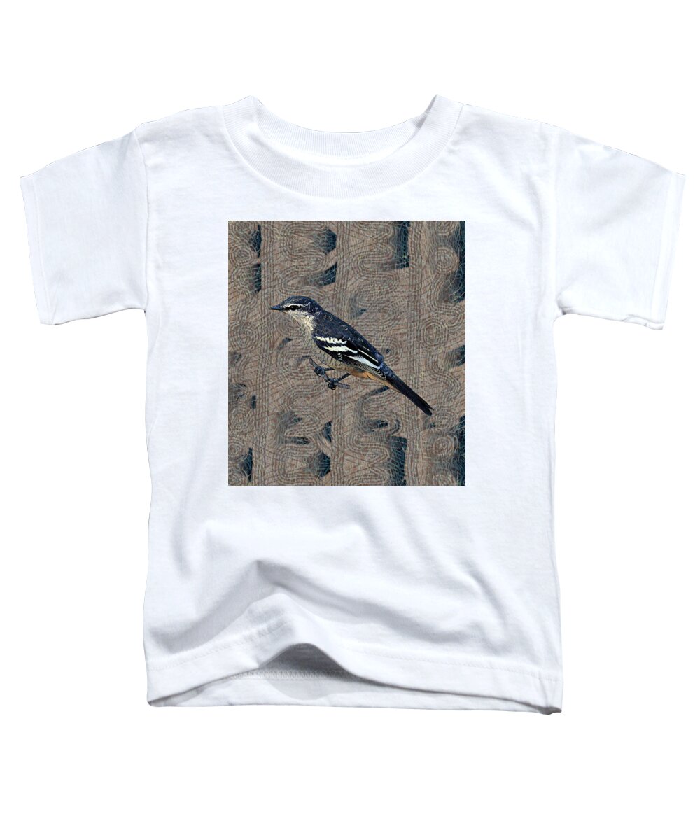 Portrait Toddler T-Shirt featuring the drawing Varied Triller Bird Illustration by Joan Stratton