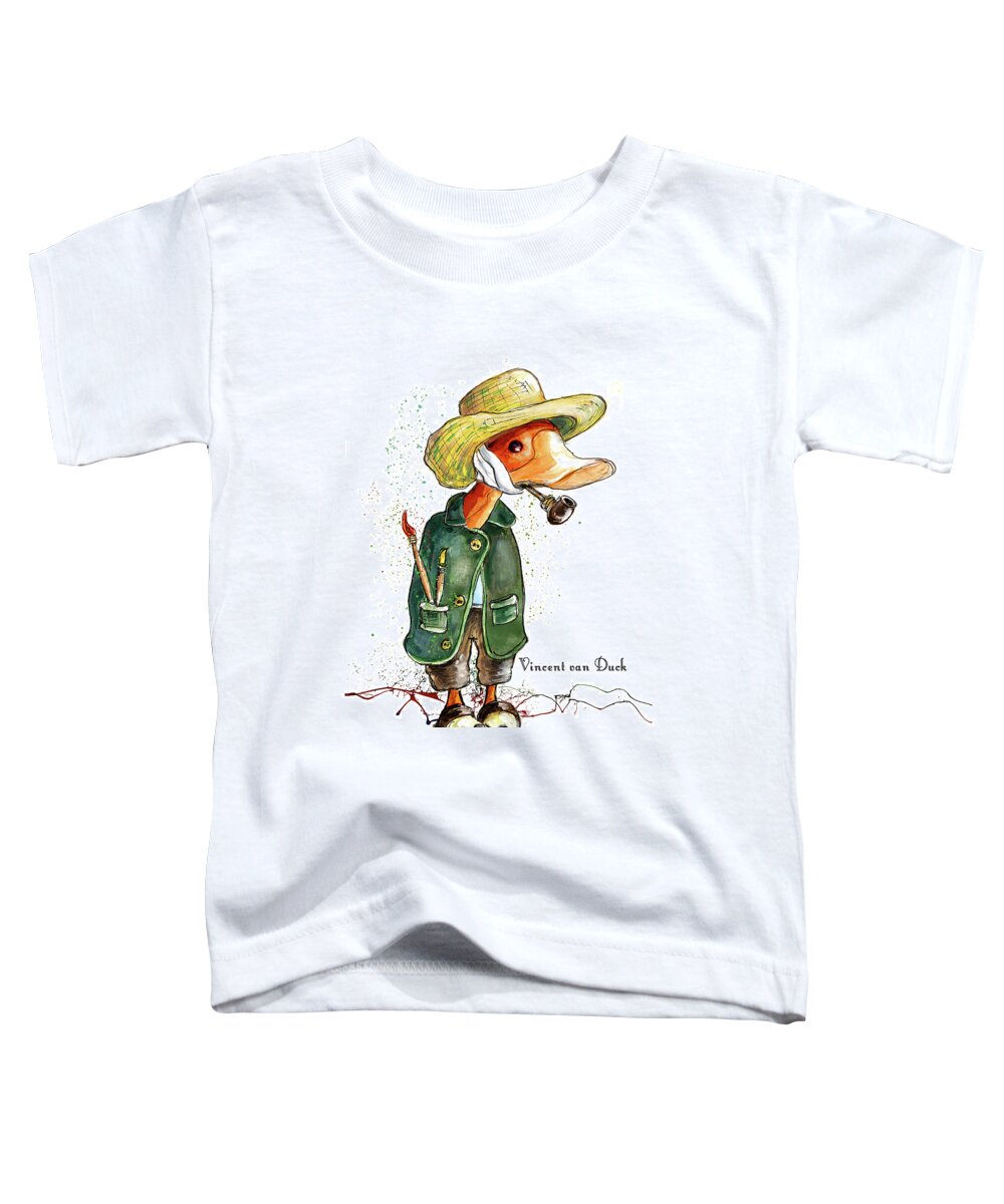 Duck Toddler T-Shirt featuring the painting Vincent van Duck by Miki De Goodaboom