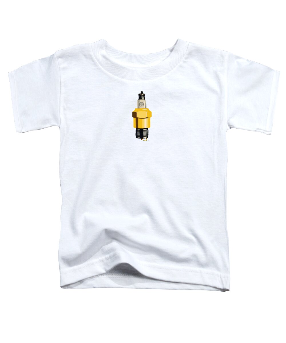 1930s Toddler T-Shirt featuring the mixed media Vintage Bosch spark plug by Retrographs