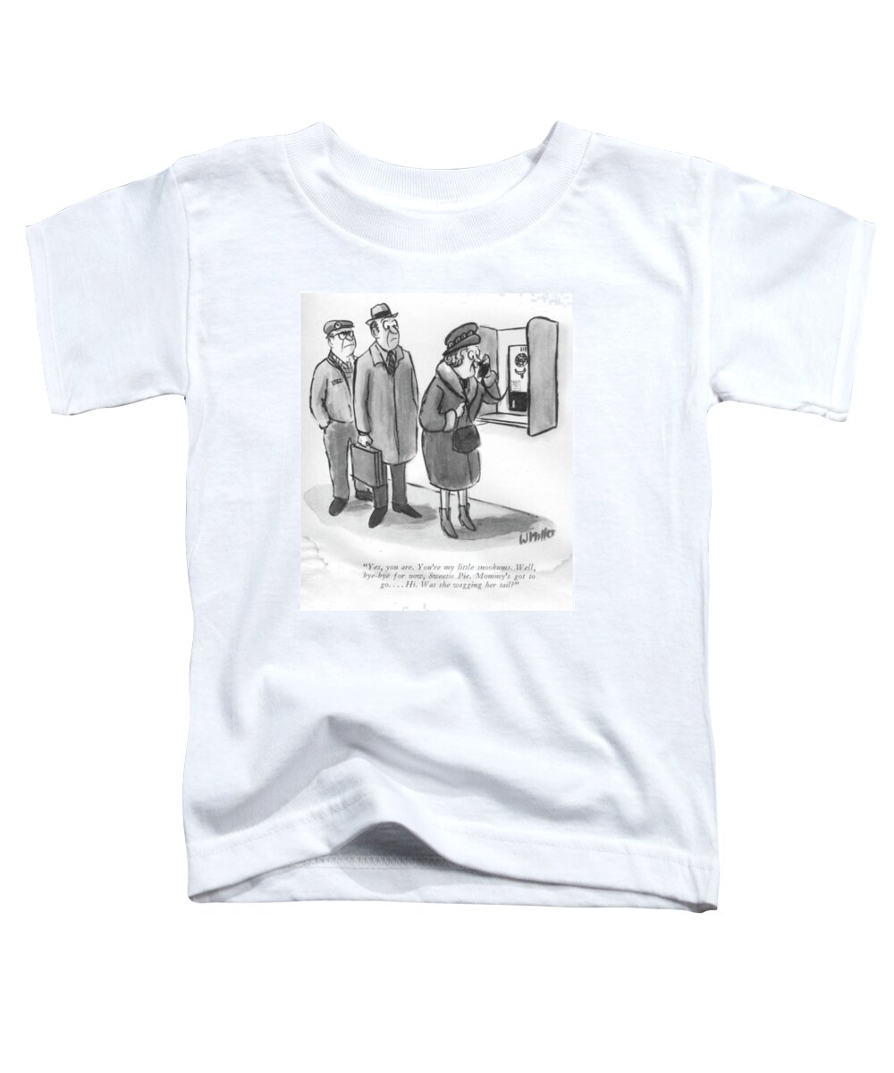 yes Toddler T-Shirt featuring the drawing Was She Wagging Her Tail? by Warren Miller