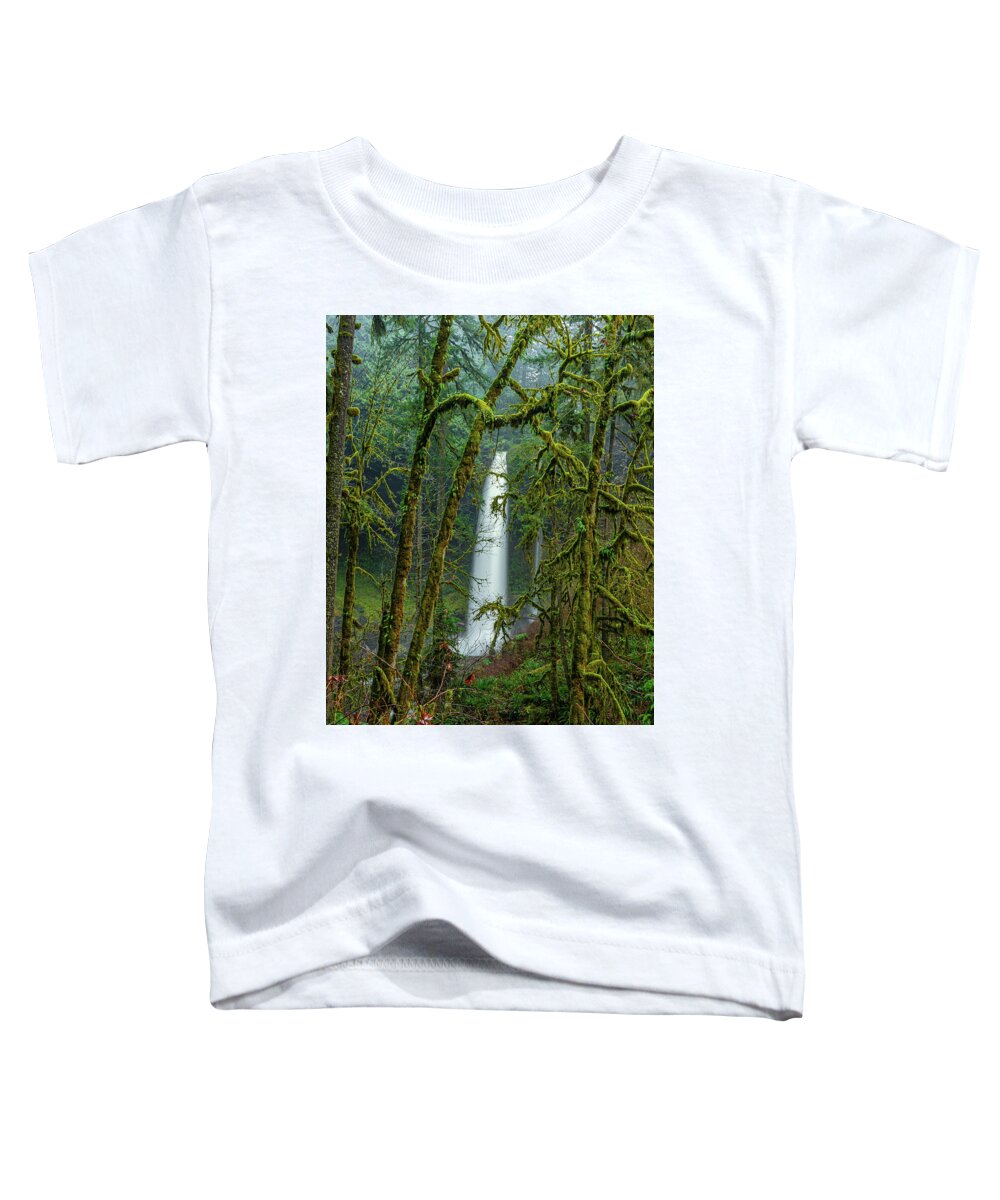  Toddler T-Shirt featuring the photograph Waterfalls in the Oregon forest by Ulrich Burkhalter