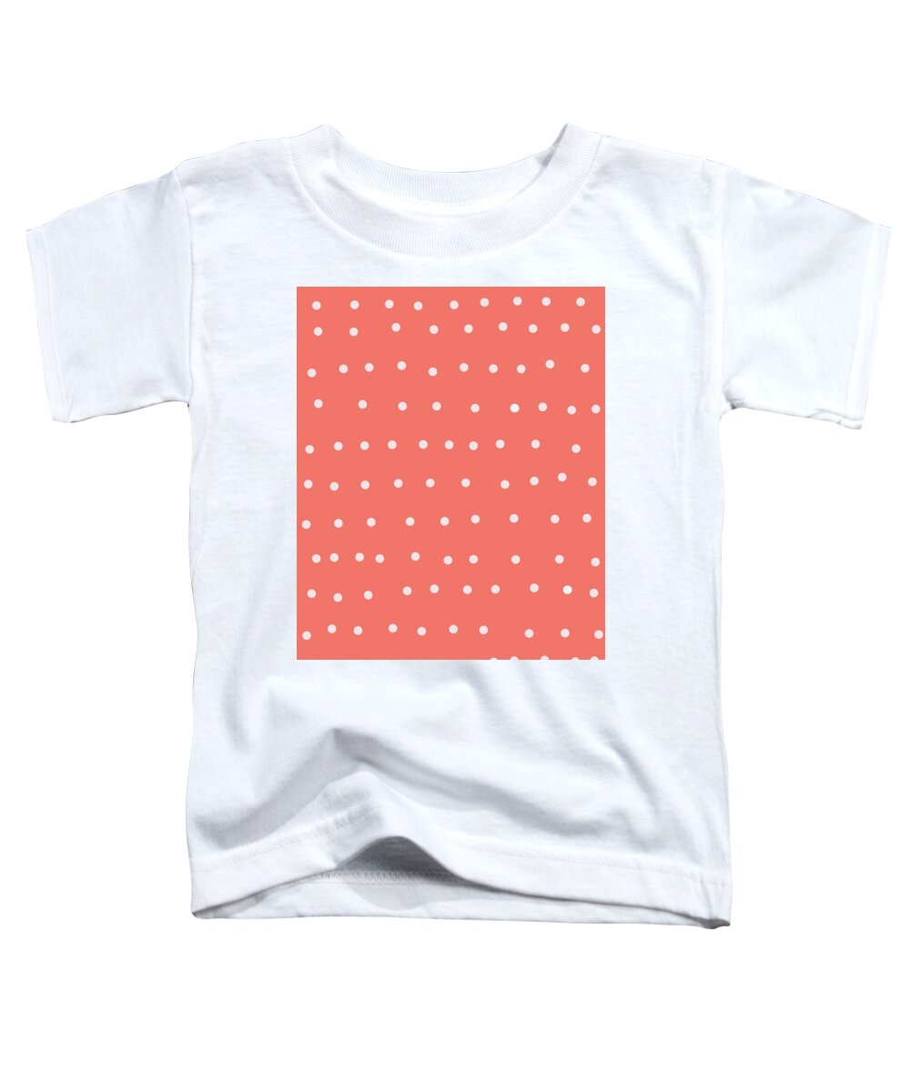 Dots Toddler T-Shirt featuring the digital art White Dots On Coral by Ashley Rice