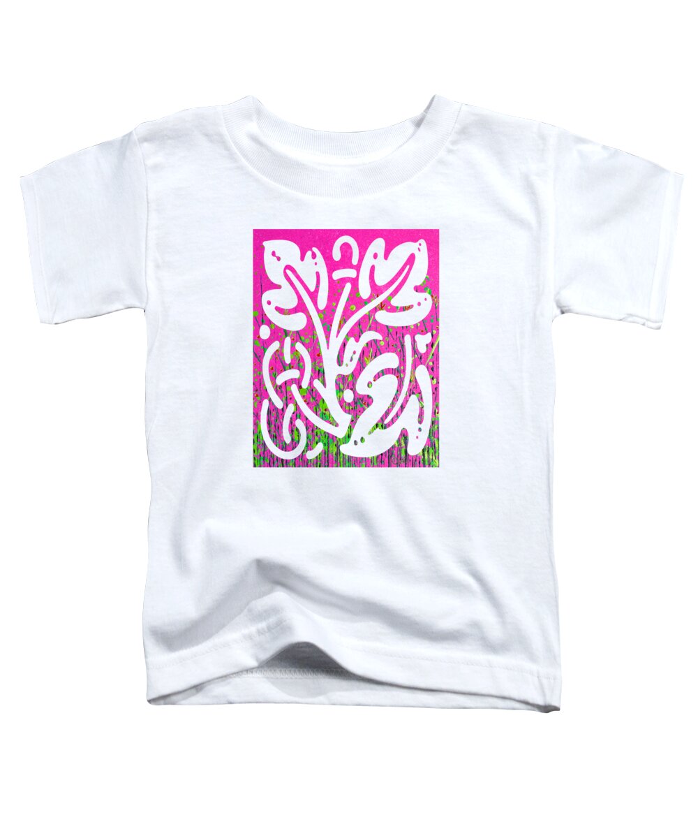 Wildflower Toddler T-Shirt featuring the painting Wildflower Abstract 308 in Pink by Corinne Carroll
