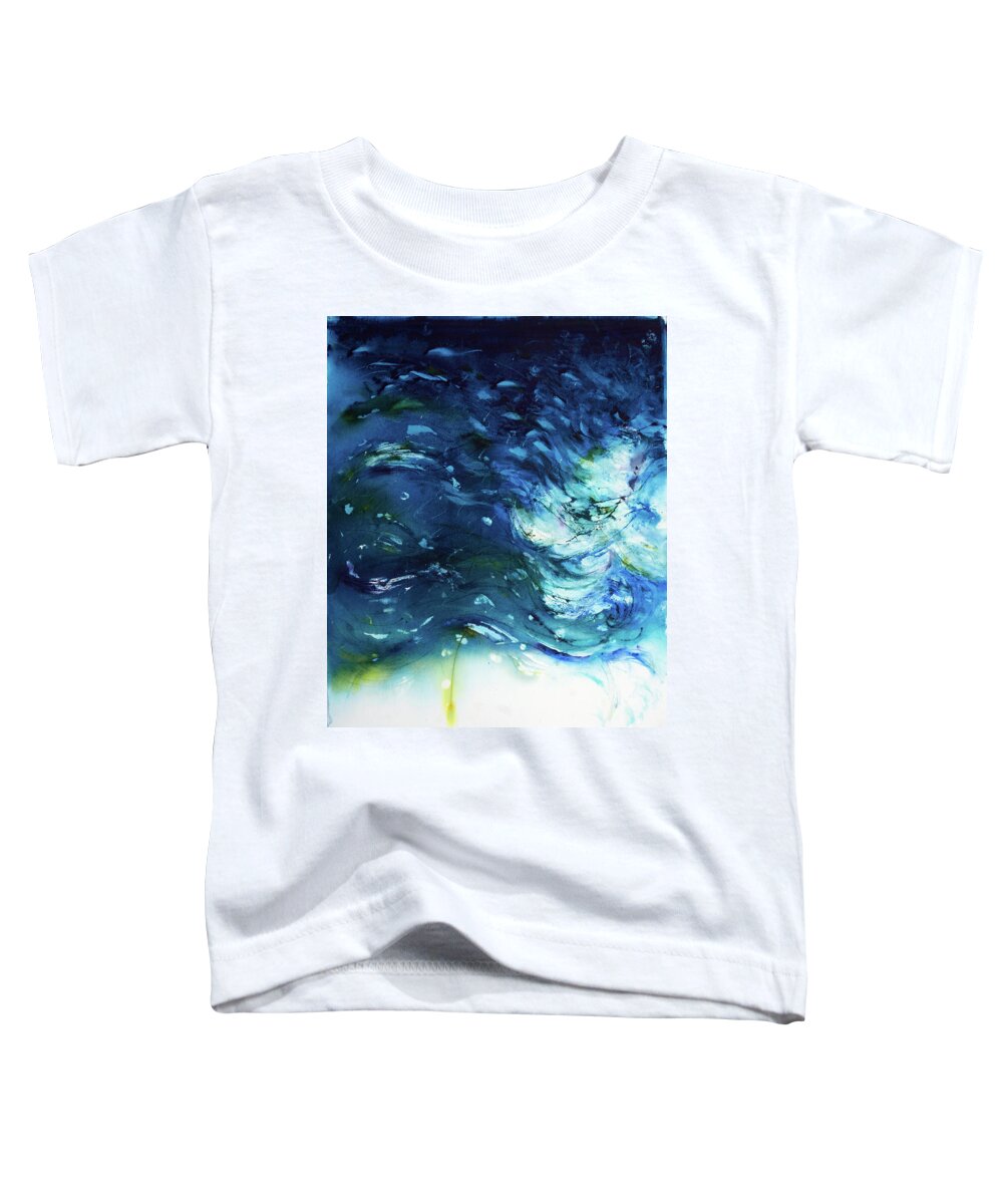 Watercolour Toddler T-Shirt featuring the painting WindBlown Blue too by Petra Rau