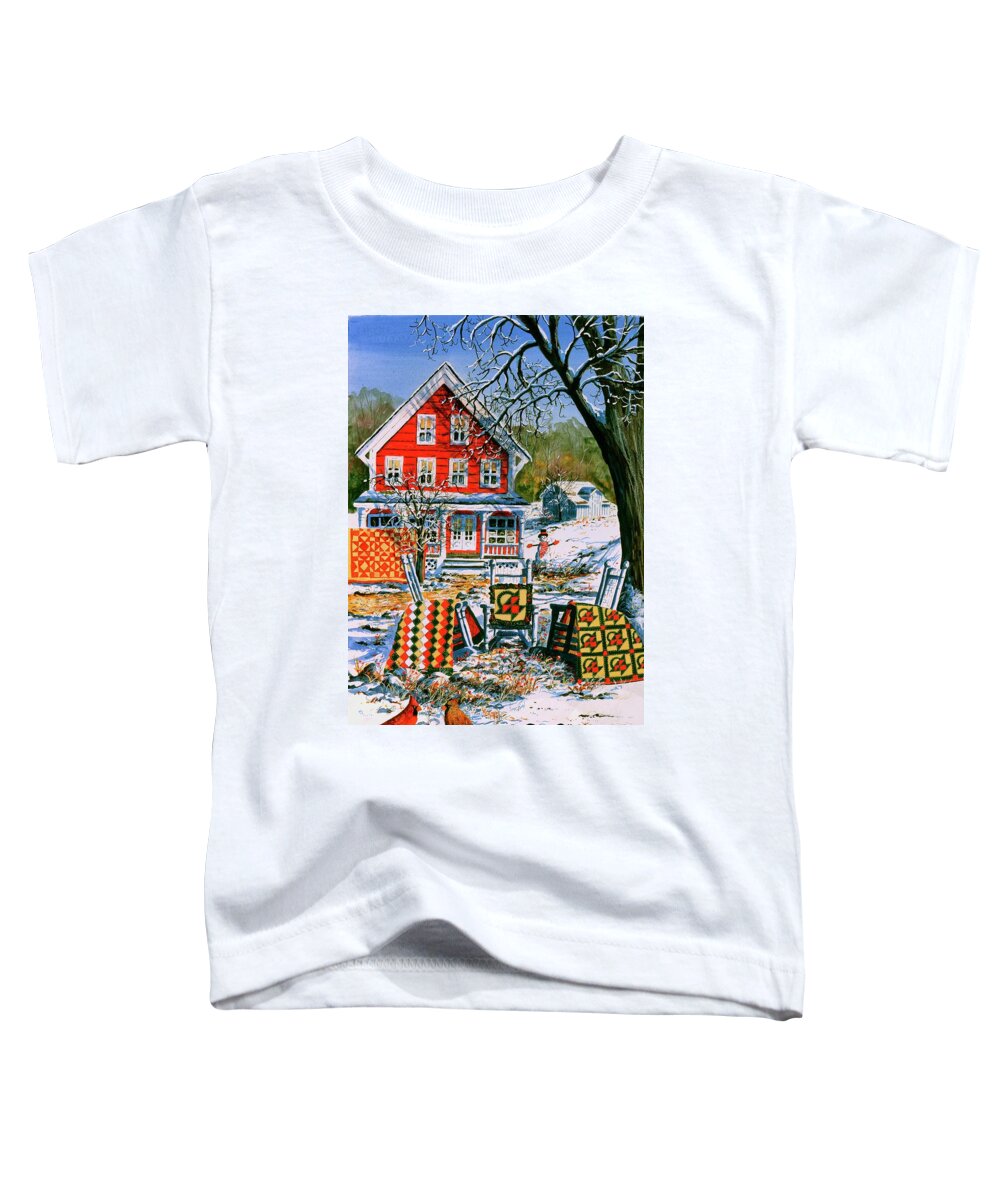 Winter Toddler T-Shirt featuring the painting Winter Joy by Diane Phalen