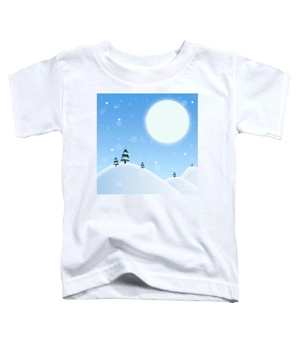 Full Moon Toddler T-Shirt featuring the digital art Winter Snow Scene by Phil Perkins