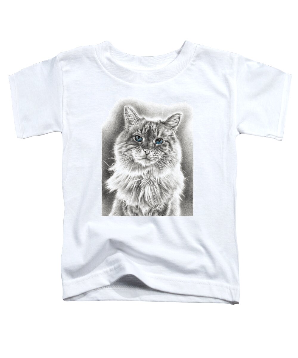 Cat Toddler T-Shirt featuring the drawing Wise Feline by Casey 'Remrov' Vormer