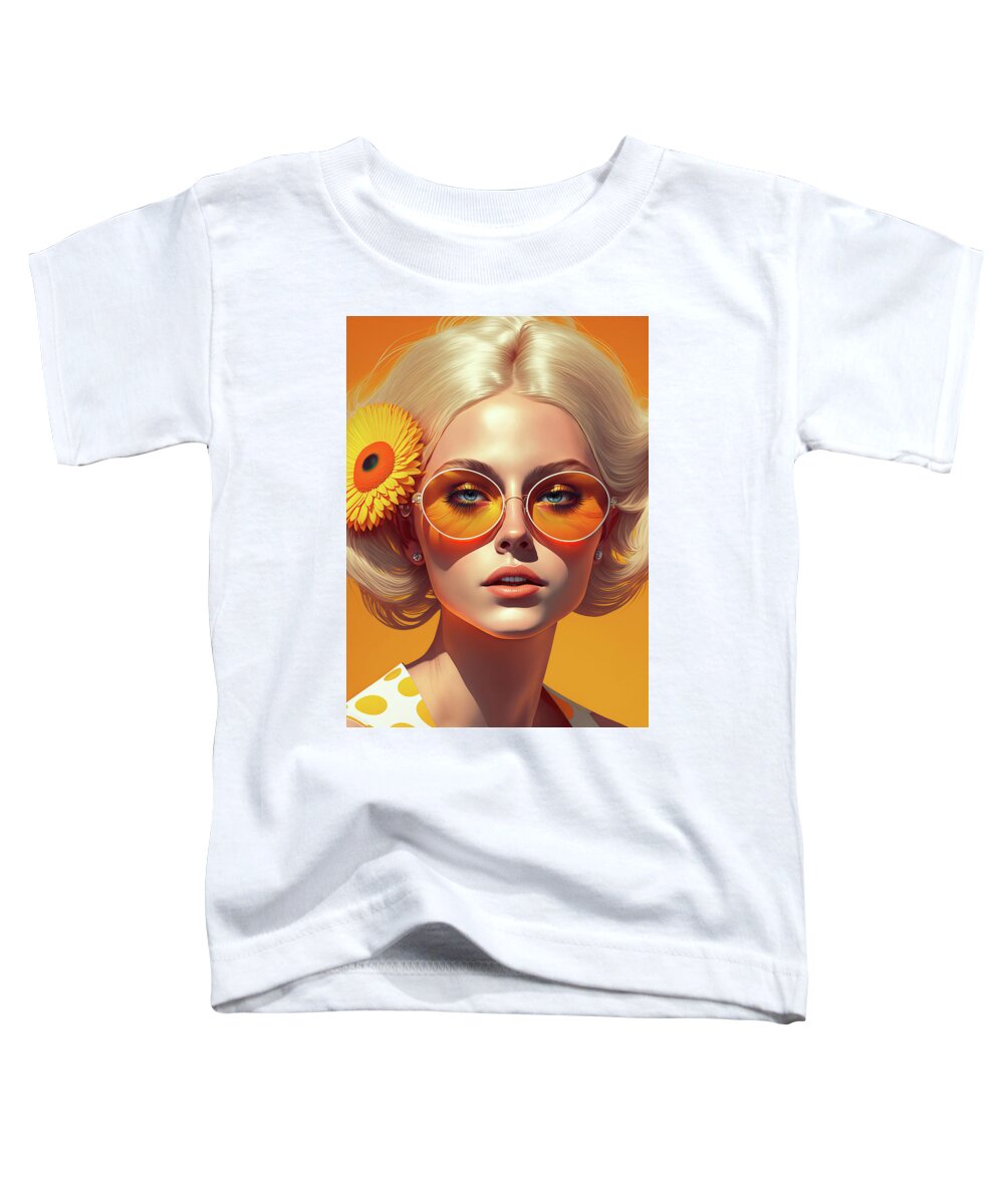 Summer Toddler T-Shirt featuring the digital art Woman Portrait 19 Summer Vibes by Matthias Hauser