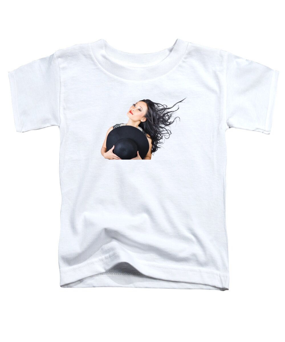 Hair Toddler T-Shirt featuring the photograph Woman posing with hat by Jorgo Photography