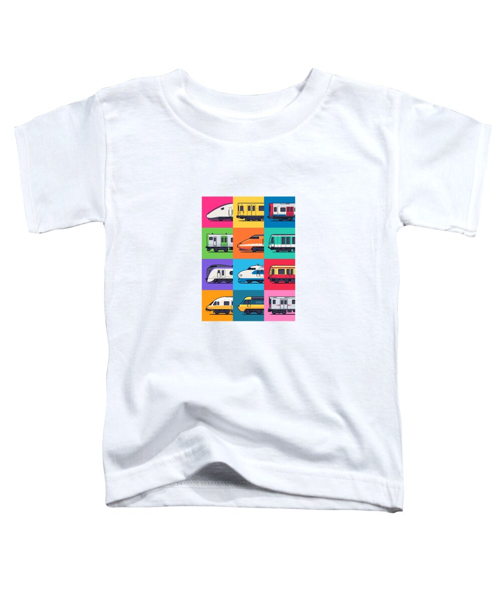 Train Toddler T-Shirt featuring the digital art World Trains Pattern by Organic Synthesis