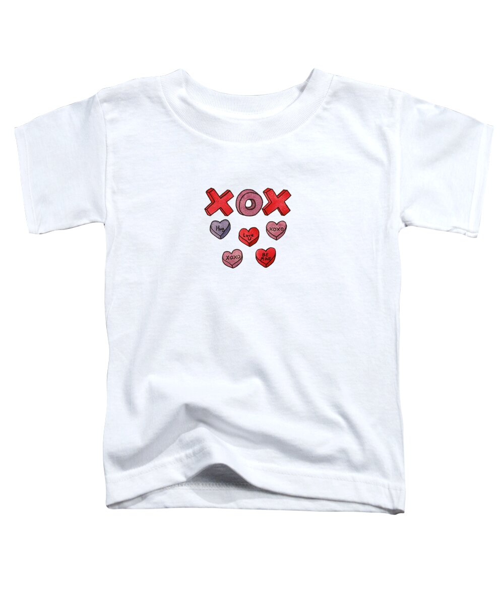 Valentine's Day Toddler T-Shirt featuring the mixed media Xoxo by Lisa Neuman