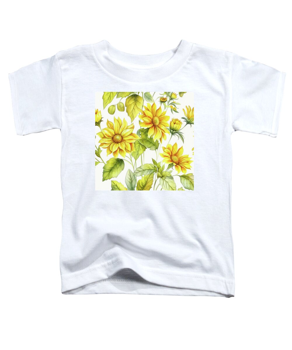 Yellow Daisy Toddler T-Shirt featuring the painting Yellow Spring Daisies by Tina LeCour