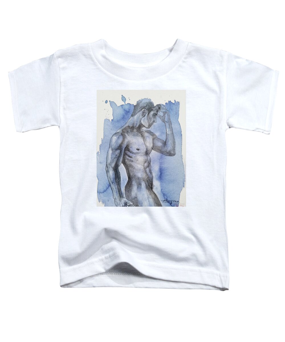 Male Nude Toddler T-Shirt featuring the drawing Young man#20122 by Hongtao Huang