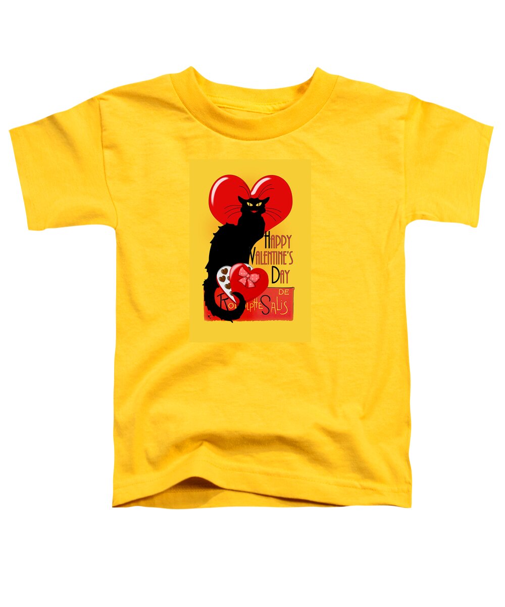 Le Chat Noir Toddler T-Shirt featuring the digital art Le Chat Noir Valentine by Gravityx9 Designs