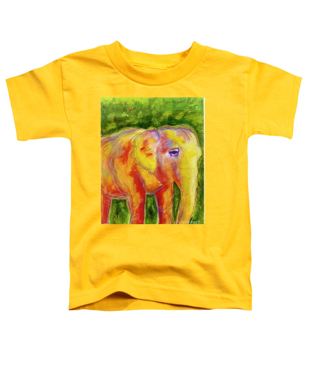 Elephant Toddler T-Shirt featuring the painting Elle by Beth Saffer