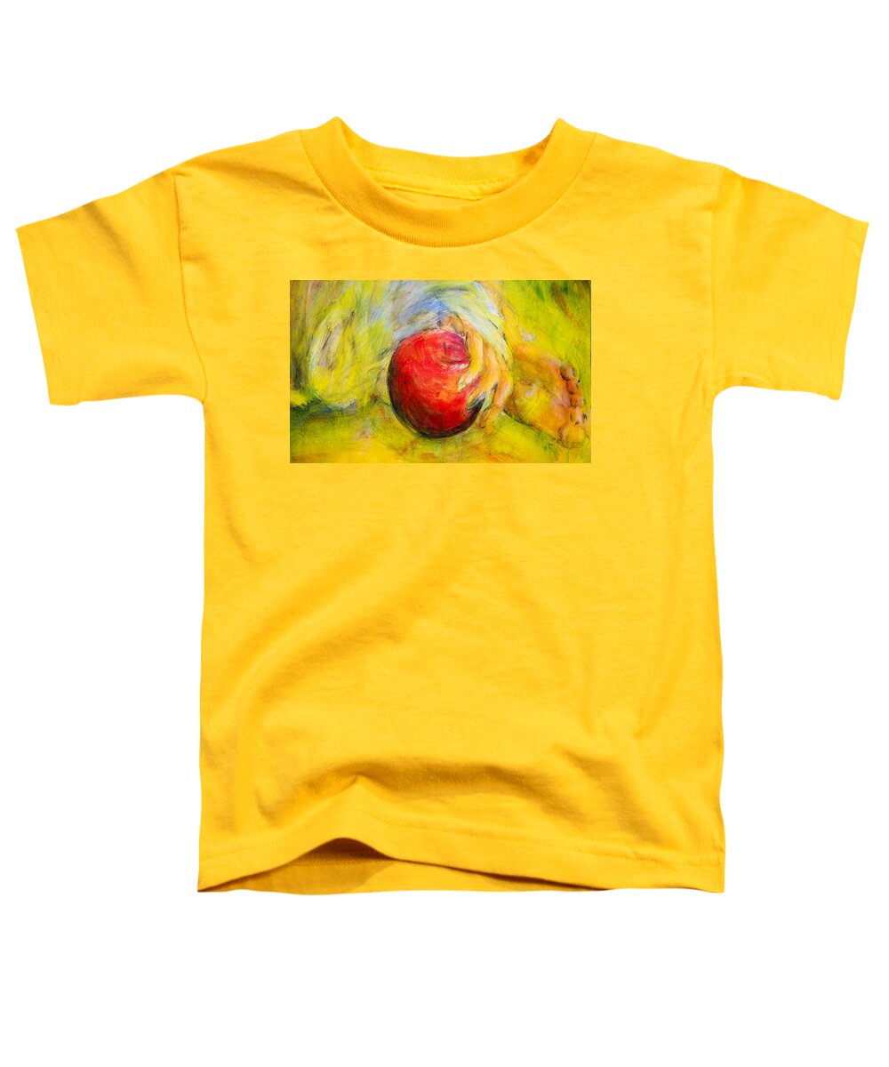 Apple Toddler T-Shirt featuring the painting Eve's Apple Abstract by Nik Helbig