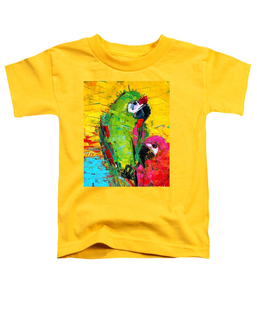 Parrot Lovers Toddler T-Shirt featuring the painting Parrot Lovers by Mona Edulesco