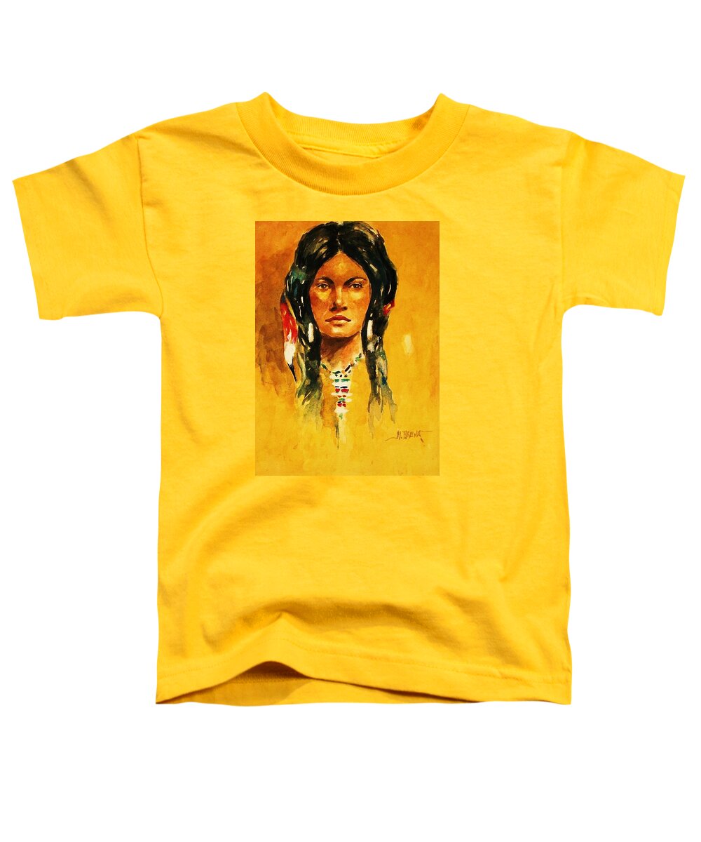 Indian Maiden Toddler T-Shirt featuring the painting The Maiden II by Al Brown