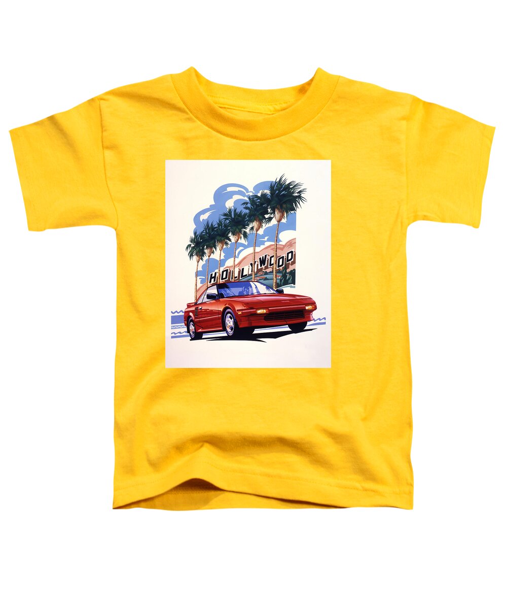 Airbrush Illustration Toddler T-Shirt featuring the painting Toyota MR2 Hollywood Hills by Garth Glazier