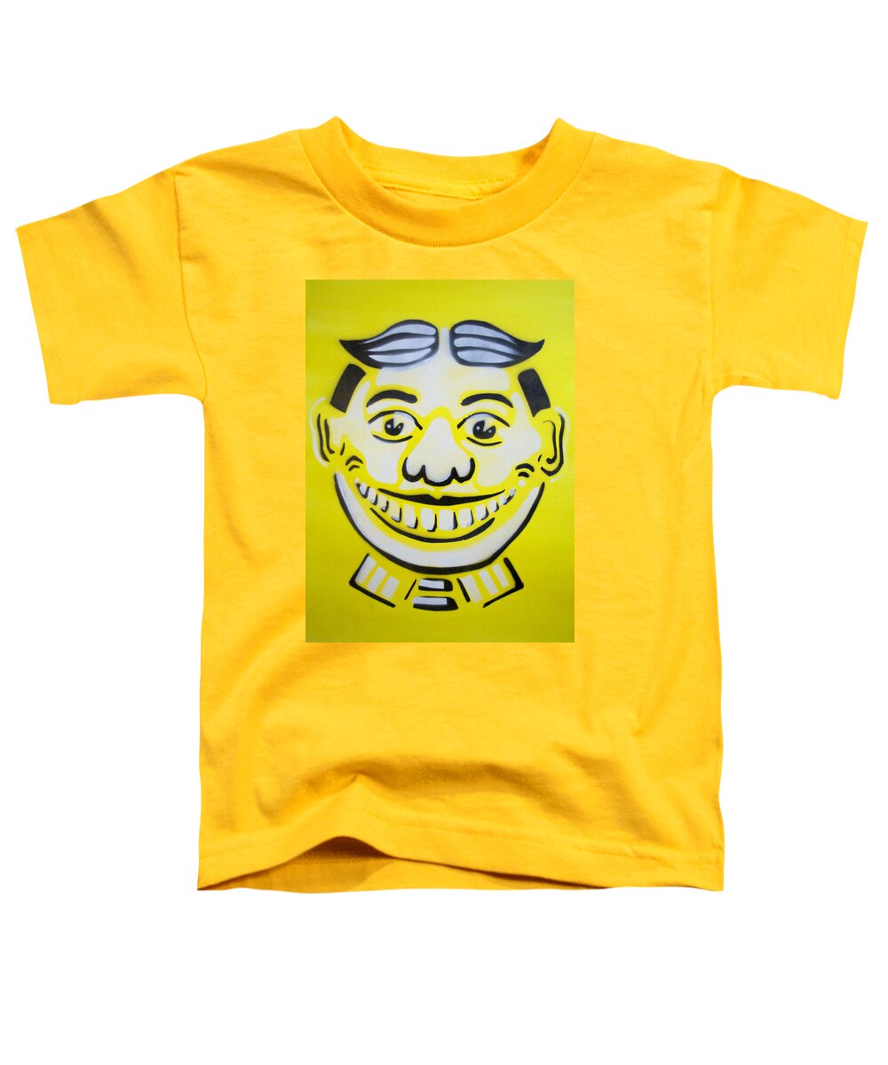 Tillie Of Asbury Park Toddler T-Shirt featuring the painting Bright white yellow Tillie by Patricia Arroyo