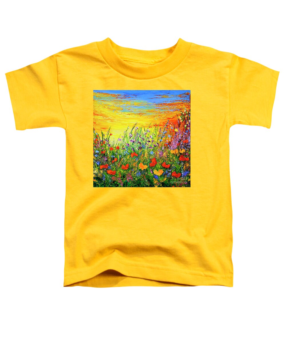Poppies Toddler T-Shirt featuring the painting Happy #2 by Teresa Wegrzyn