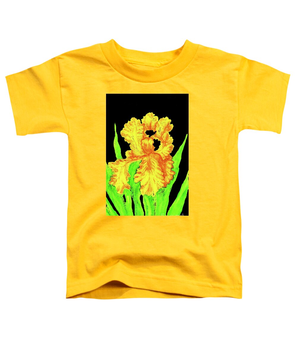 Art Toddler T-Shirt featuring the painting Yellow iris, painting #1 by Irina Afonskaya
