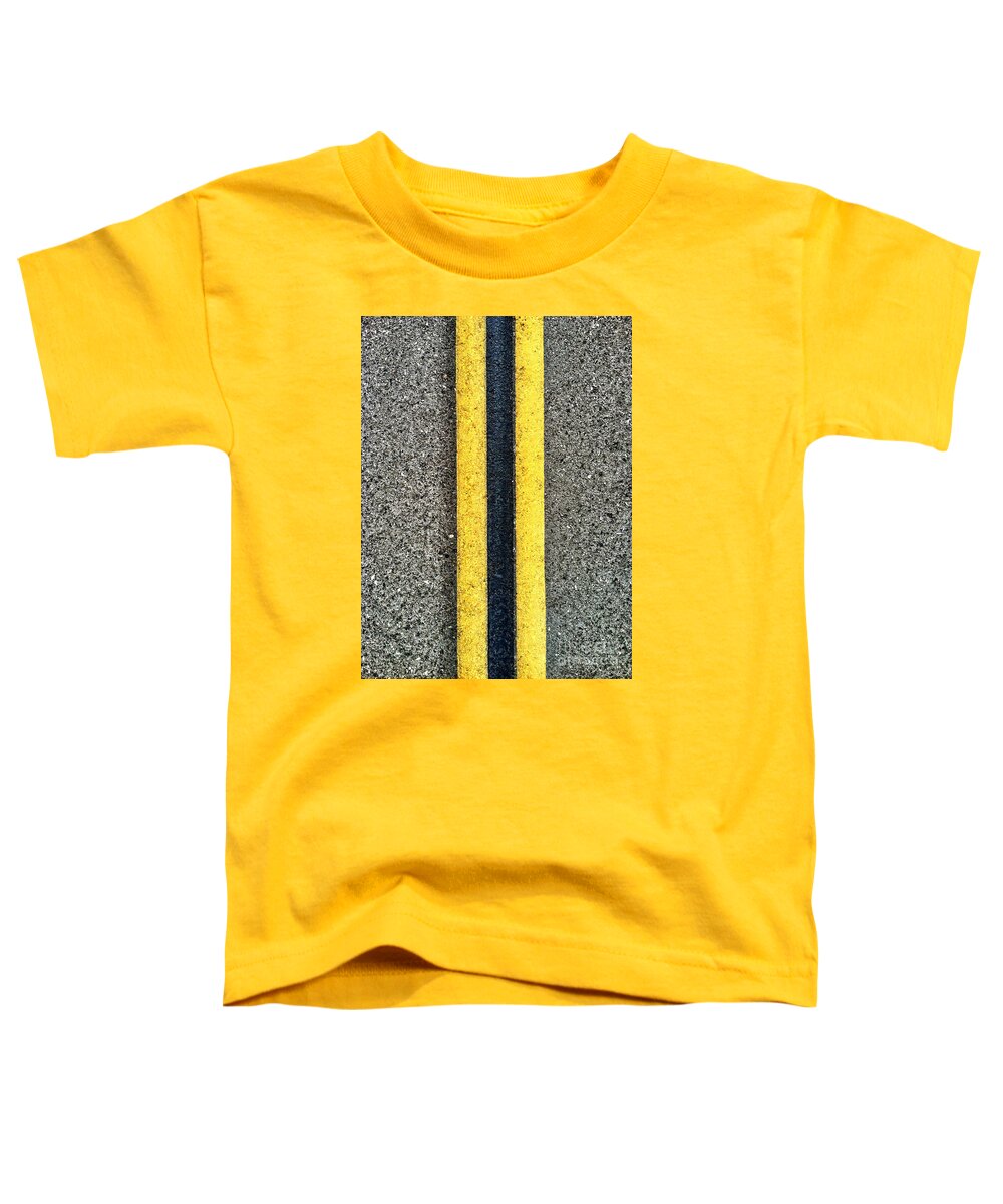 Road Lines Toddler T-Shirt featuring the photograph Double Yellow Road Lines #2 by Bryan Mullennix