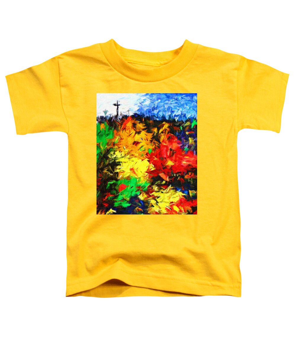 Christian Toddler T-Shirt featuring the mixed media Calvary Hill by Kume Bryant