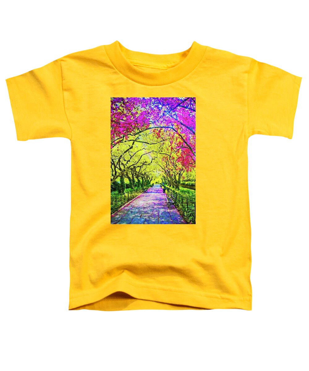Spring New York Toddler T-Shirt featuring the painting Central Park, New York - 01 by AM FineArtPrints