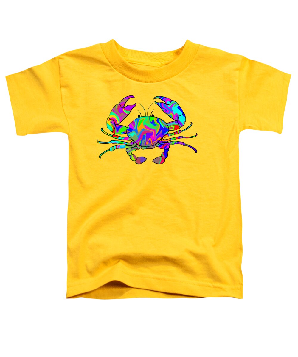 Colourful Toddler T-Shirt featuring the digital art Colorful Crab by Chris Butler