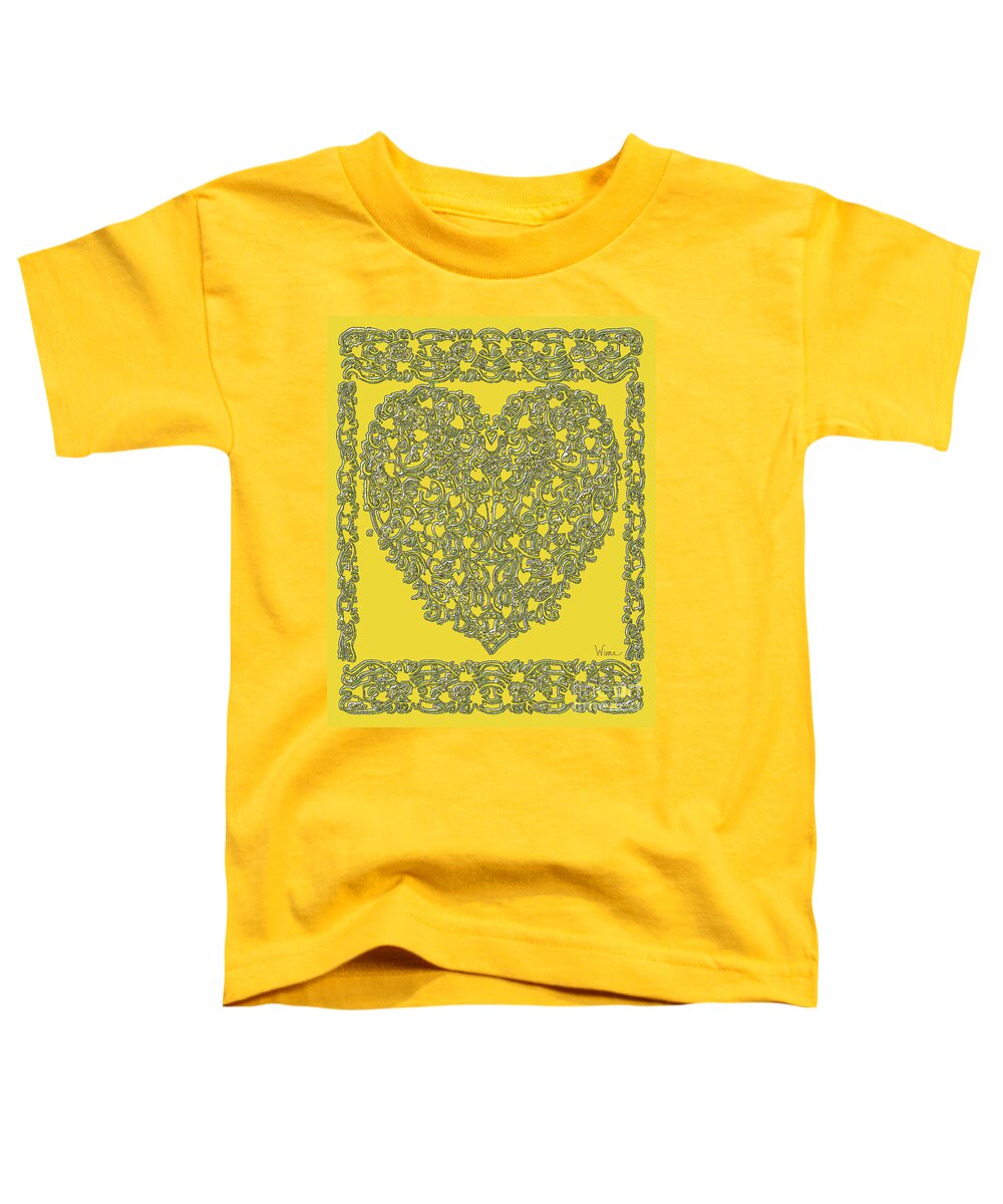 Lise Winne Toddler T-Shirt featuring the digital art Embossed Gold Heart by Lise Winne