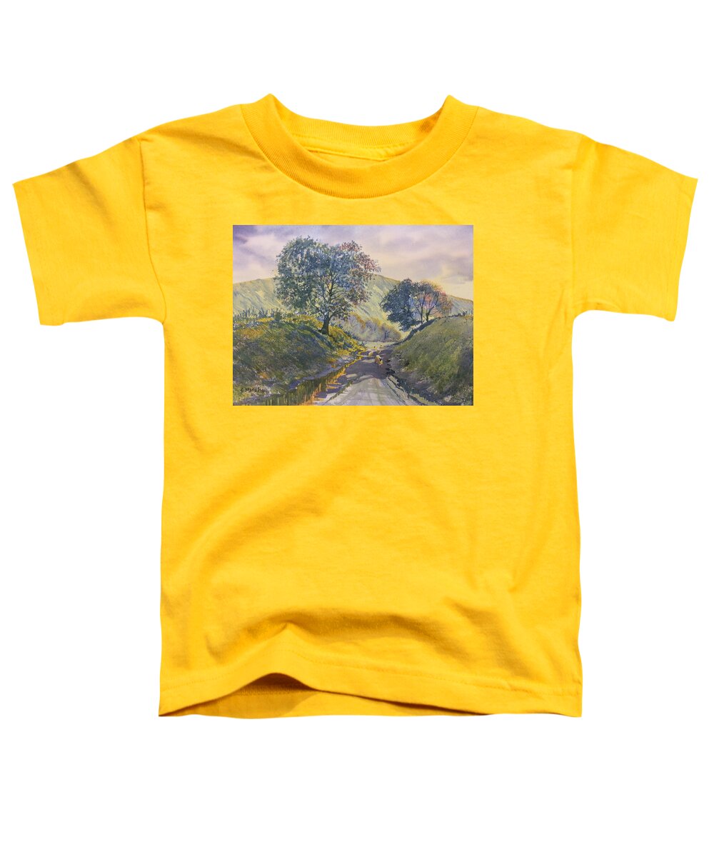 Glenn Marshall Artist Toddler T-Shirt featuring the painting Evening Stroll in Millington Dale by Glenn Marshall