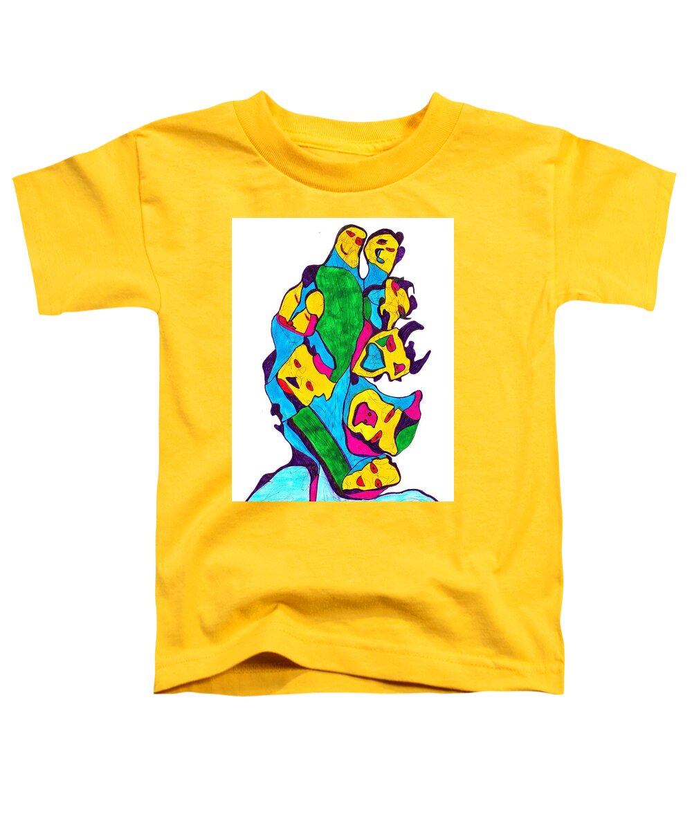 Multicultural Nfprsa Product Review Reviews Marco Social Media Technology Websites \\\\in-d�lj\\\\ Darrell Black Definism Artwork Toddler T-Shirt featuring the drawing Faces of Definism by Darrell Black