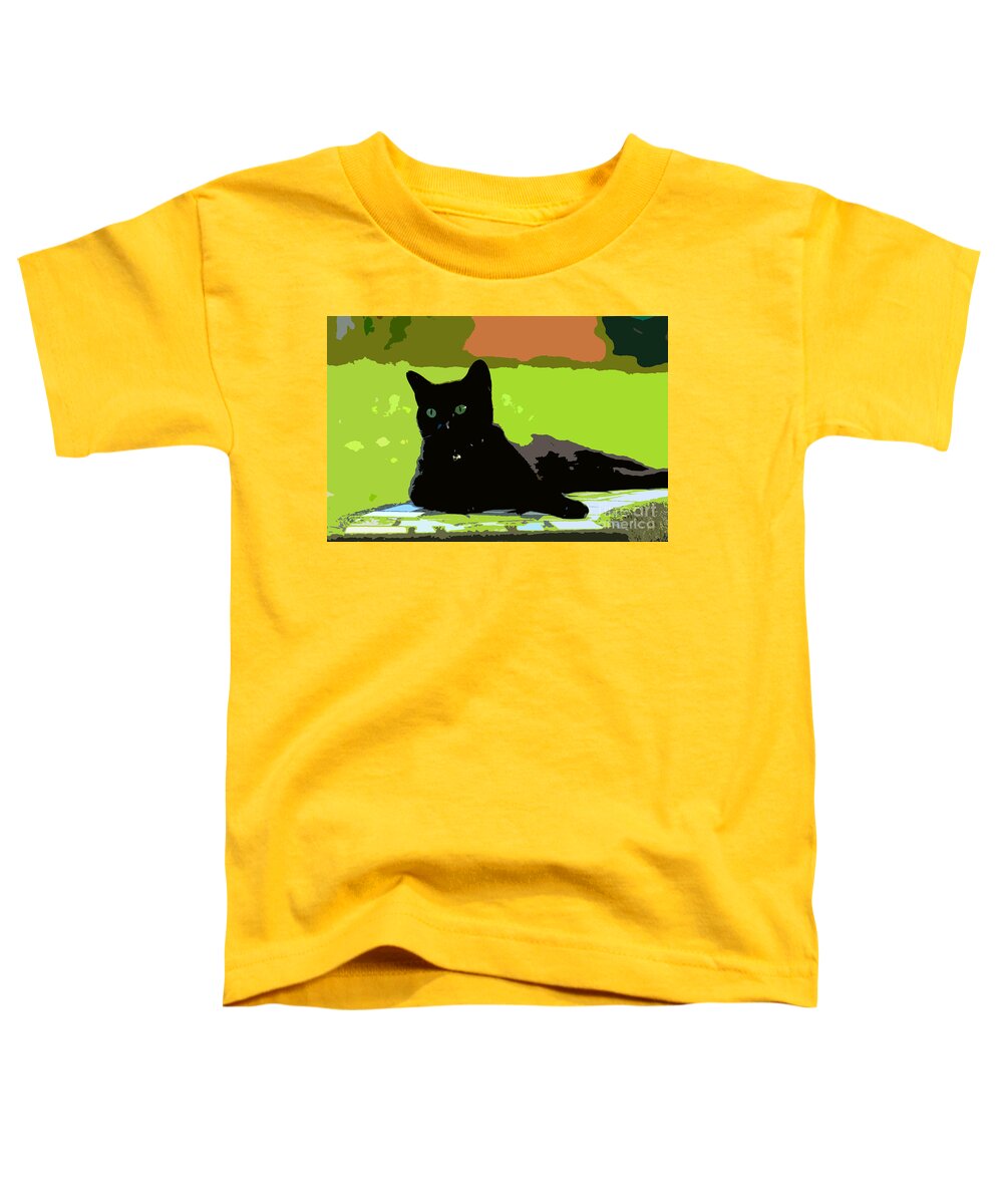 Cat Toddler T-Shirt featuring the painting Green eyes by David Lee Thompson