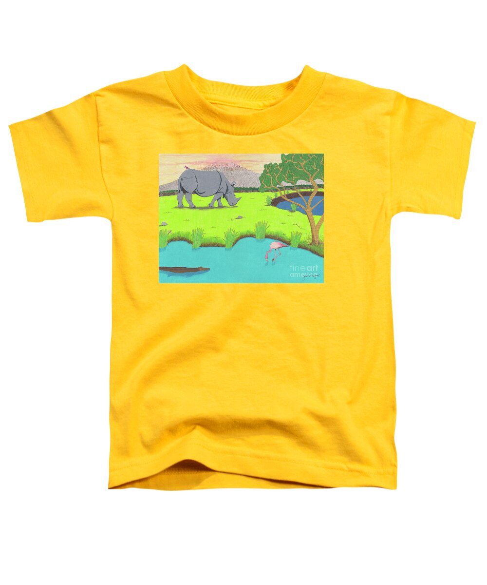 Africa Toddler T-Shirt featuring the drawing His Backward Glance by John Wiegand