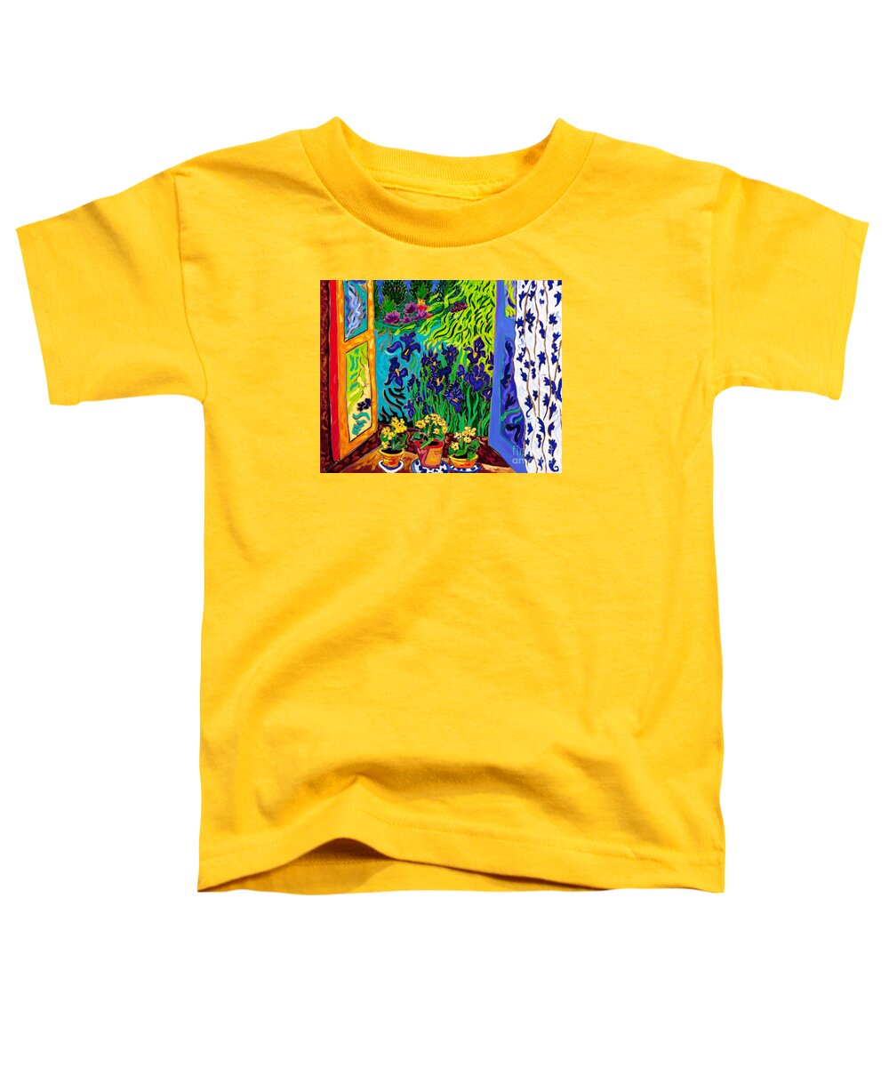 Iris Toddler T-Shirt featuring the painting Iris Window Dance by Cathy Carey