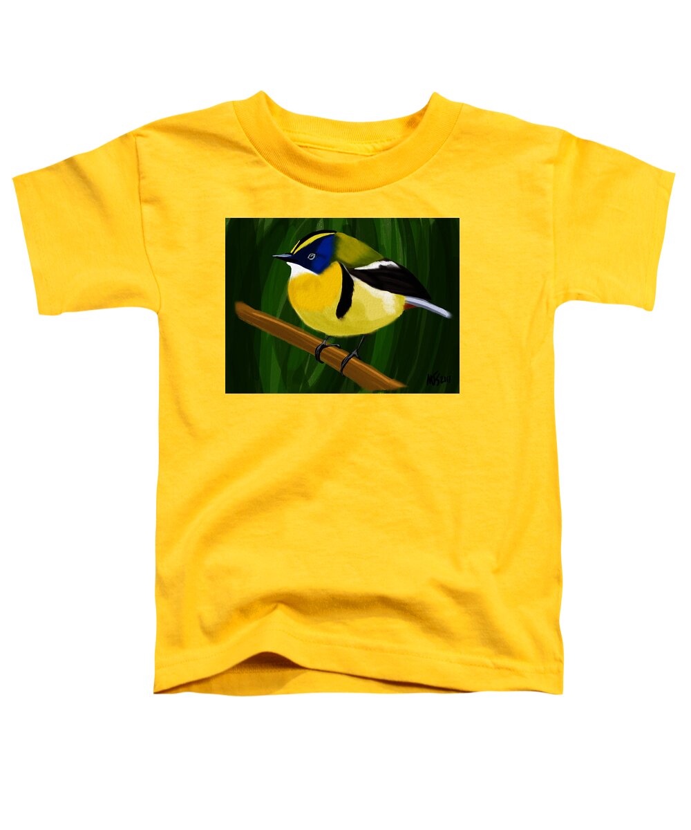Birds Toddler T-Shirt featuring the digital art Many Colored Rush Tyrant by Michael Kallstrom
