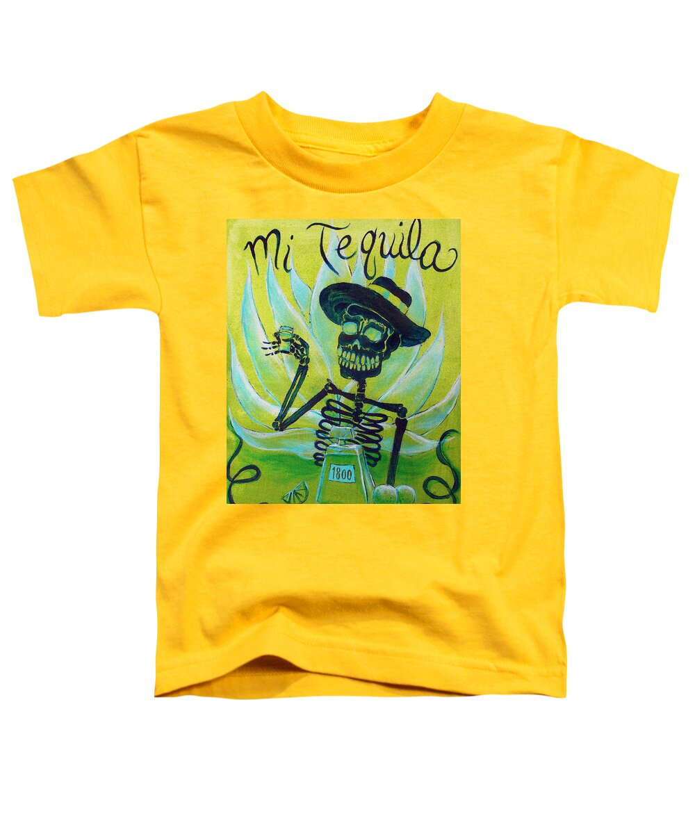 Day Of The Dead Toddler T-Shirt featuring the painting Mi Tequila by Heather Calderon