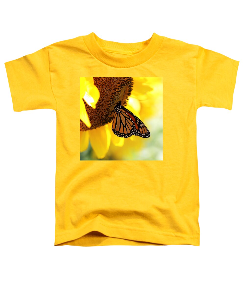 Skompski Toddler T-Shirt featuring the photograph Monarch and Sunflower by Joseph Skompski