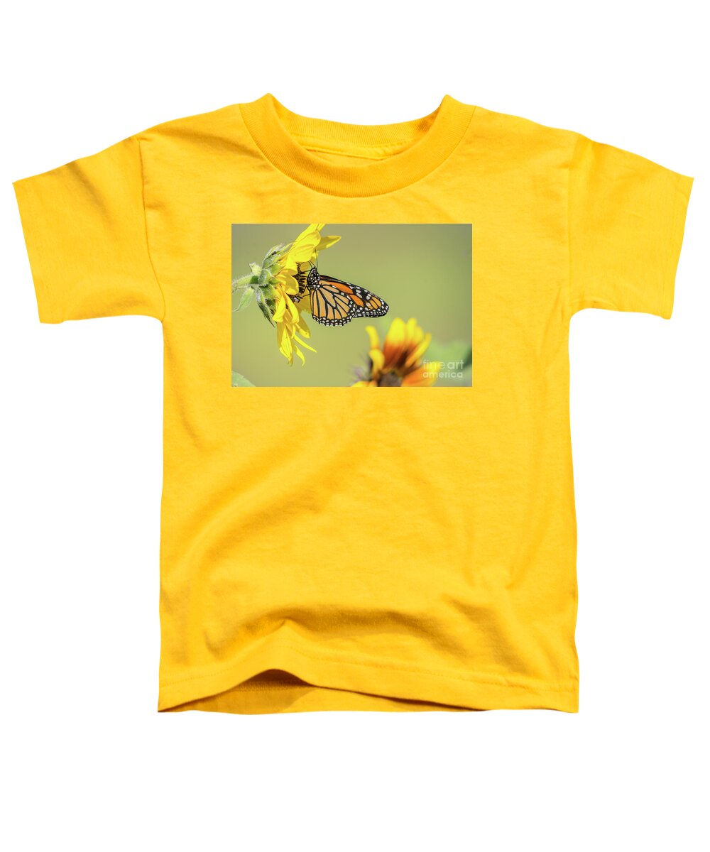 Cheryl Baxter Photography Toddler T-Shirt featuring the photograph Monarch in Sunflowers by Cheryl Baxter