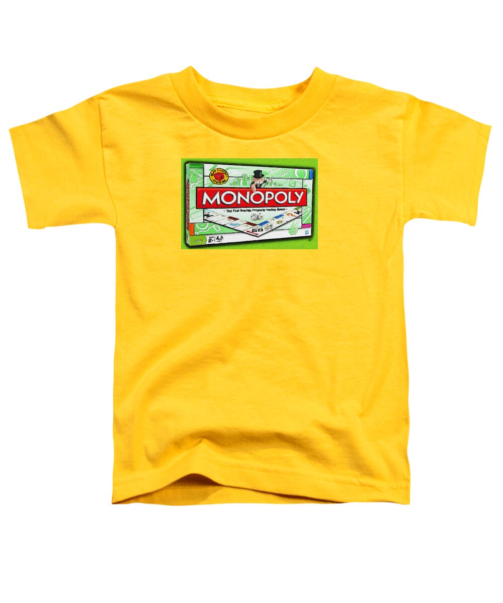 Monopoly Toddler T-Shirt featuring the painting Monopoly Board Game Painting by Tony Rubino