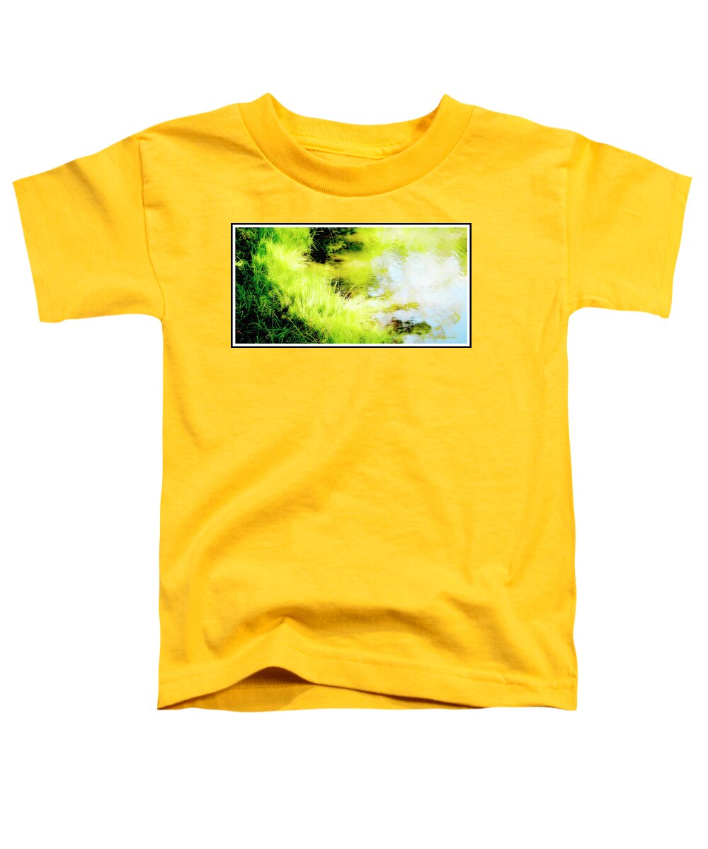 Mountain Toddler T-Shirt featuring the digital art Mountain Pond with Spike Rush Plants by A Macarthur Gurmankin