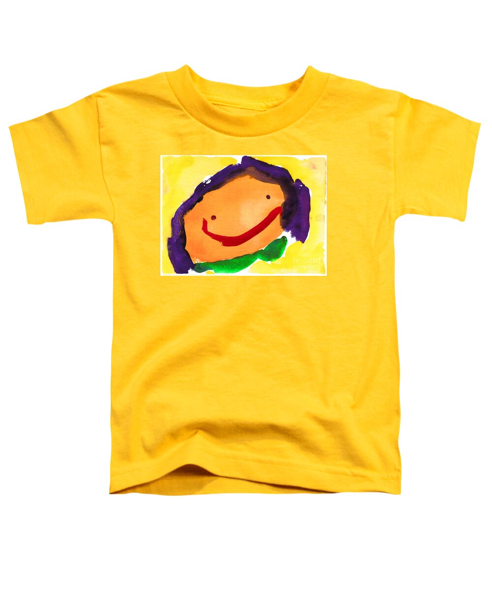 People Toddler T-Shirt featuring the painting Orange Happy Face by Elyse Bobczynski Age Three