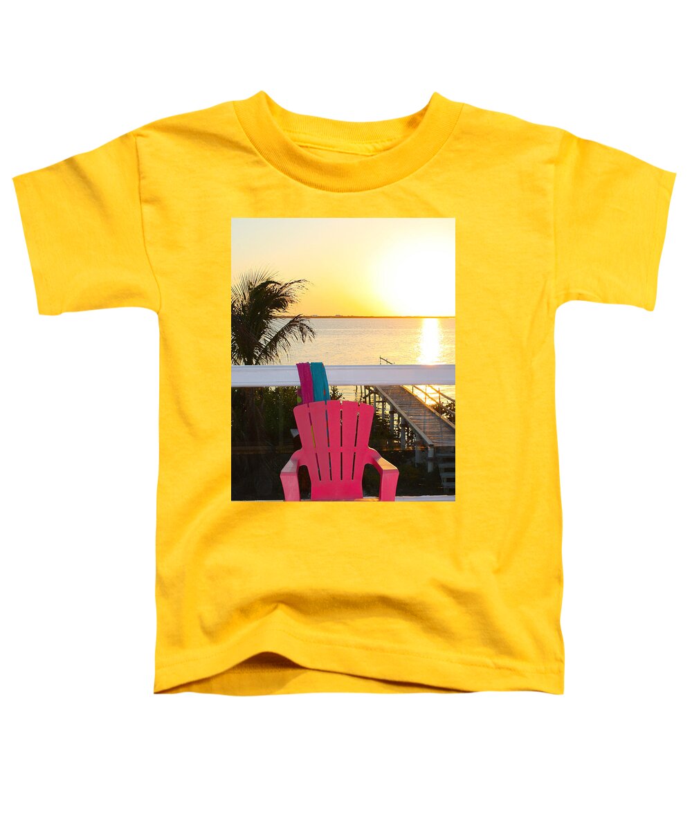 Florida Keys Toddler T-Shirt featuring the photograph Pink Chair in the Keys by Susan Vineyard