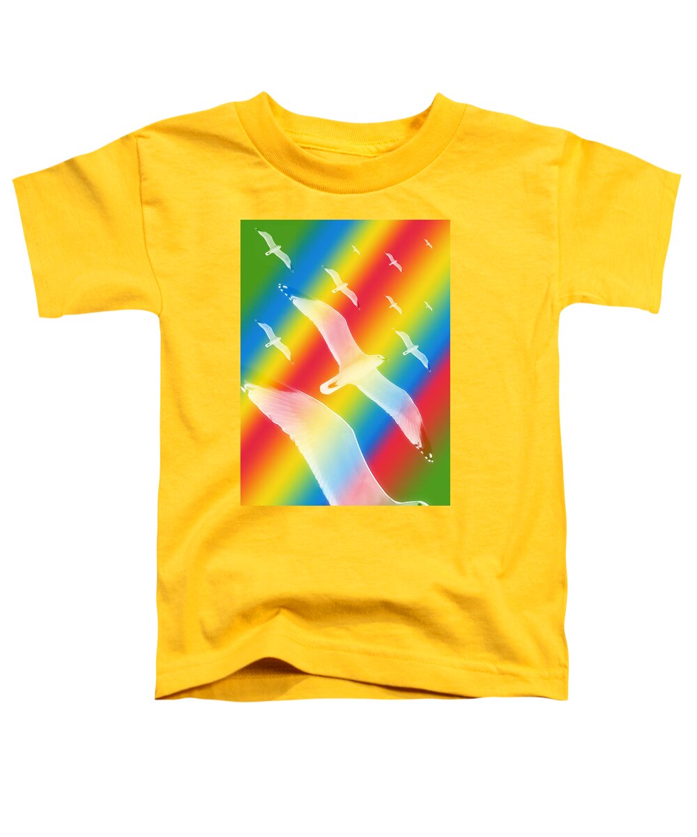 Pattern Toddler T-Shirt featuring the photograph Seagulls Dance In Color 3 by Pedro Cardona Llambias