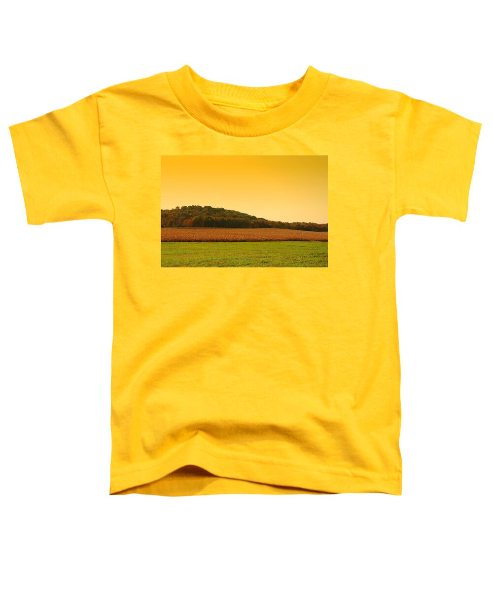 Autumn Landscapes Toddler T-Shirt featuring the photograph Touched By Golden Light - Battlefield Orchards by Angie Tirado