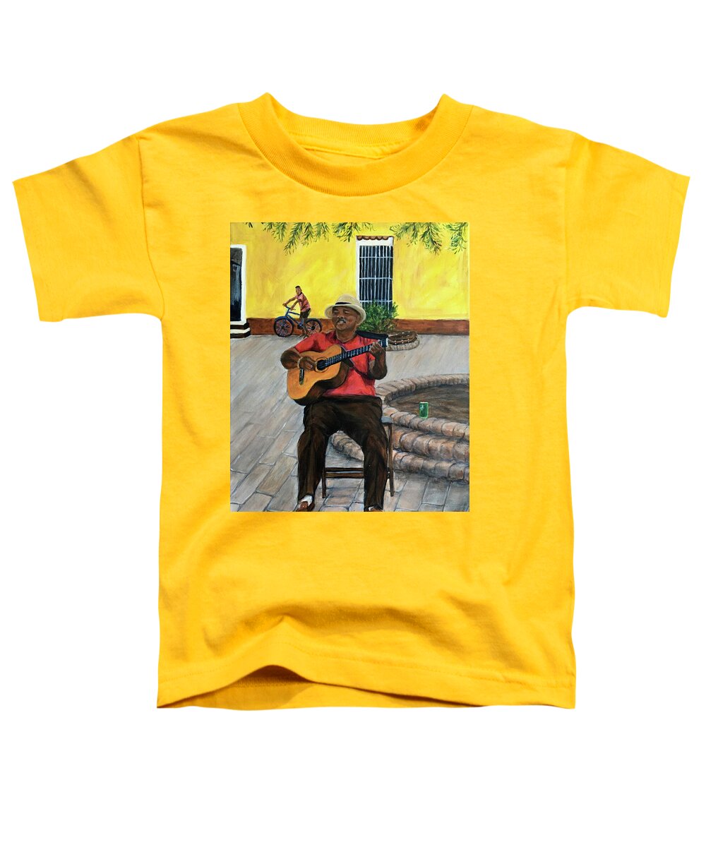 Guitar Player Toddler T-Shirt featuring the painting Trinidad Musician #2 by Bonnie Peacher