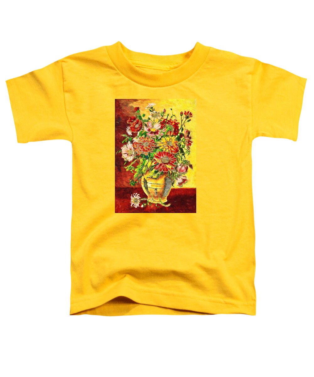 Flowers Toddler T-Shirt featuring the digital art Vase of Flowers by Charmaine Zoe